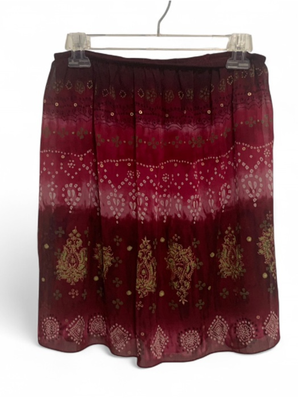 Y2K Xhilaration Boho Red Ombre Printed Mini Skirt